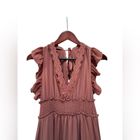Baltic Born Women’s Jasmine Ruffle Maxi Dress Rosy Brown Size Large Formal - Picture 4 of 9